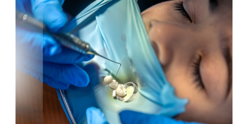 Dental Fillings Types Dentist preparing a dental filling material during tooth restoration treatment.